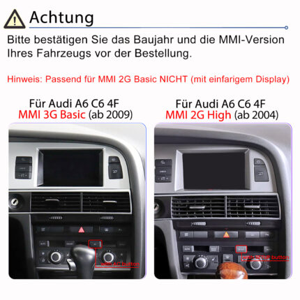 Junsun CarPlay für Audi A6 4F 2004-2012 MMI 2G High 3G Basic CarPlay Android Auto
