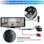 Junsun Drahtlos CarPlay Android Auto HD 10.26-Zoll Display einstellbare Rückfahrkamera