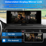 Junsun Drahtlos CarPlay Android Auto HD 10.26-Zoll Display einstellbare Rückfahrkamera