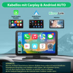 Junsun Drahtlos CarPlay Android Auto 9-Zoll Display Rückfahrkamera