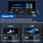 Junsun Drahtlos CarPlay Android Auto RDS mit Rückfahrkamera 1Din