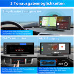 Junsun Drahtlos CarPlay Android Auto HD 10.26-Zoll Display einstellbare Rückfahrkamera