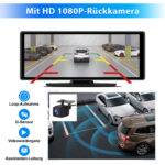 Junsun Drahtlos CarPlay Android Auto HD 10.26-Zoll Display einstellbare Rückfahrkamera