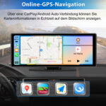 Junsun Drahtlos CarPlay Android Auto HD 10.26-Zoll Display einstellbare Rückfahrkamera